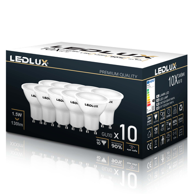 10x Żarówka LED GU10 1,5W = 20W 130lm 6000K LEDLUX